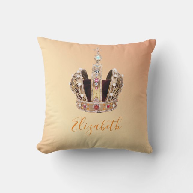 Rose gold queen princess tiara name cushion (Front)