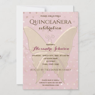 Rose Gold Quinceanera Birthday Magnetic Invitation