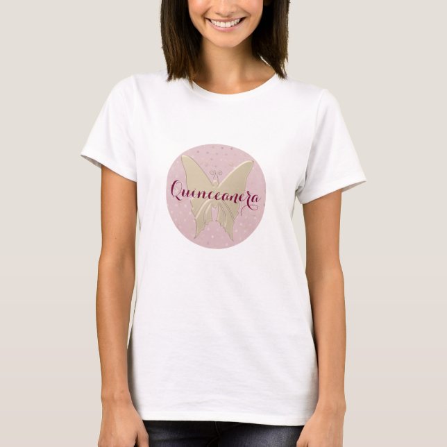 Rose Gold Quinceanera Birthday T-Shirt (Front)