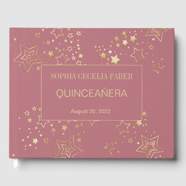 Rose Gold Quinceanera Guest Book (Front)