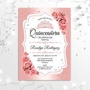 Rose Gold Quinceanera Invitation