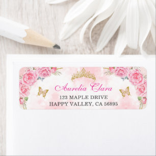 Rose Gold Quinceanera Miss Quince 15 Anos Birthday Return Address Label