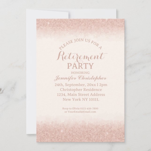 Rose Gold Retirement Party  Invitation (Front)