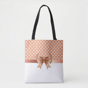 Rose Gold Ribbon and Polka Dots Tote Bag