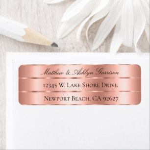 Rose Gold Ribbon Bow Bridal Shower Return Address Label