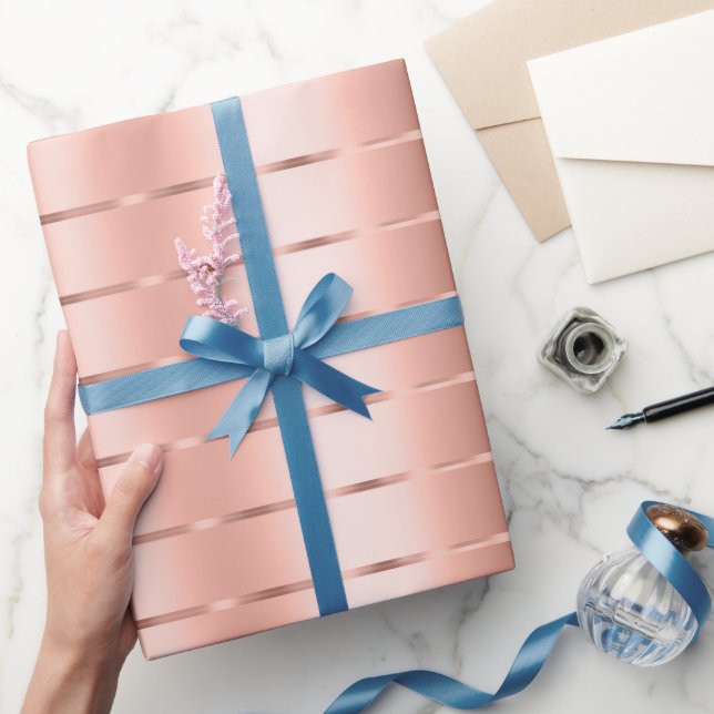 Rose Gold Ribbon Bow Bridal Shower Wrapping Paper (Gifting)