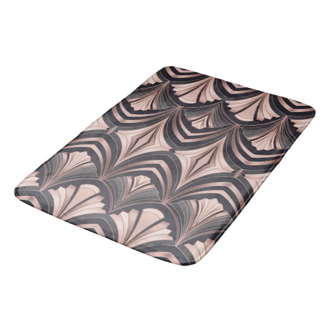 Rose Gold Romance Neo Art Deco Fan Design Bath Mat (Angled)