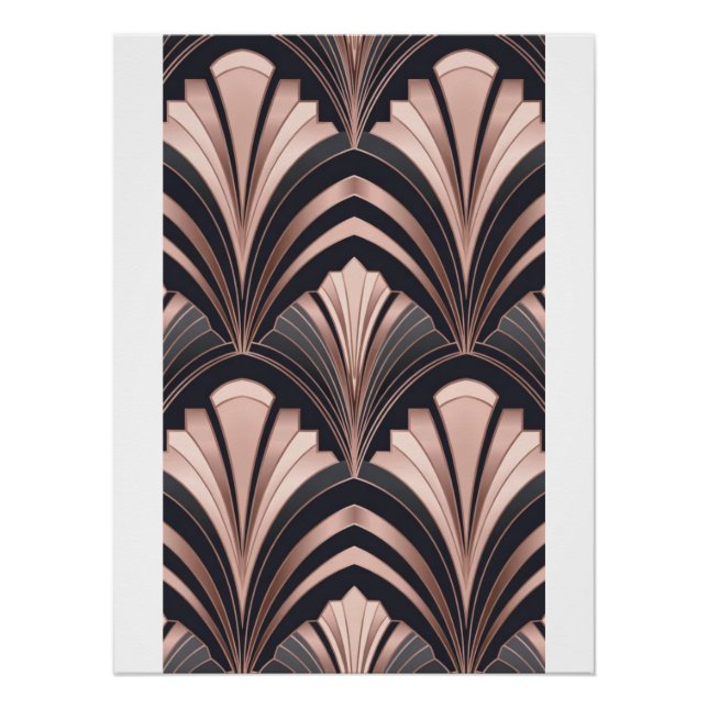 Rose Gold Romance Neo Art Deco Fan Design Poster (Front)