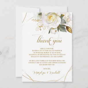Rose Gold Romantic Floral Wedding Thank You Card