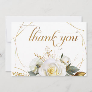 Rose Gold Romantic Floral Wedding Thank You Card
