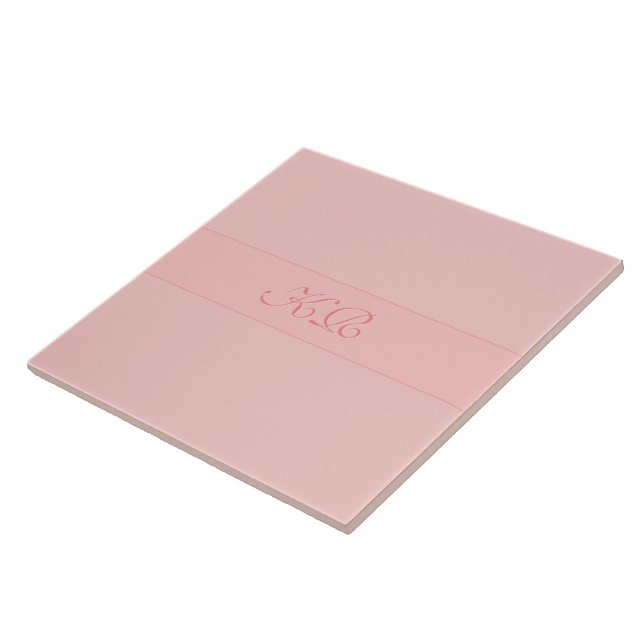 Rose gold / Rose quartz with your initials Ceramic Tile (Side)