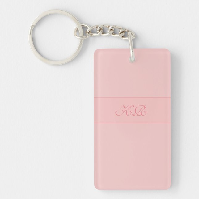 Rose gold / Rose quartz with your initials Key Ring (Front)