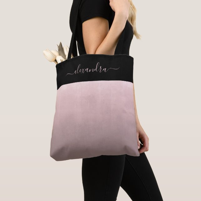 Rose Gold rustic ombre elegant personalised Tote Bag (Close Up)