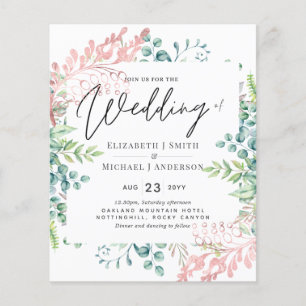 Rose Gold Sage Green Eucalyptus Greenery Invites