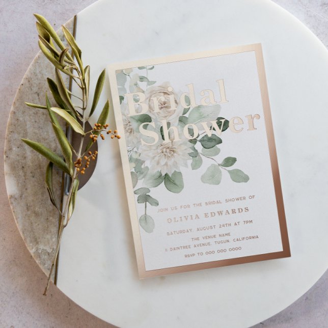 Rose Gold Sage Green White Floral Bridal Shower (Creator Uploaded)