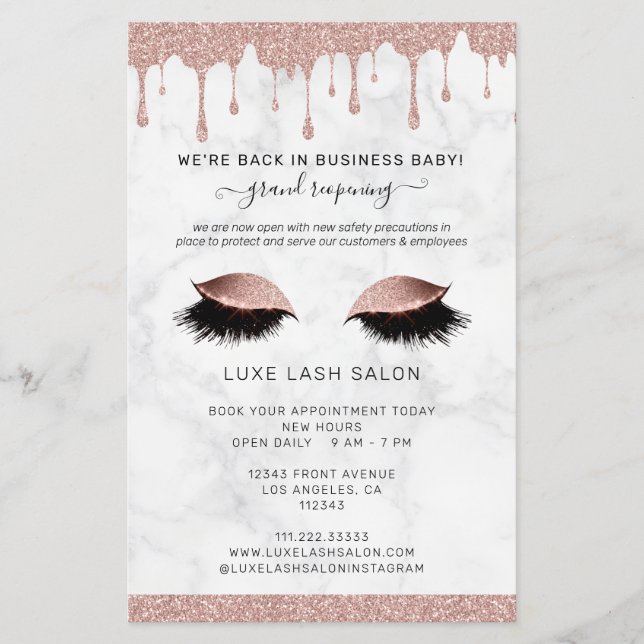 Rose Gold Salon Grand Reopening Covid Safety Flyer (Front)
