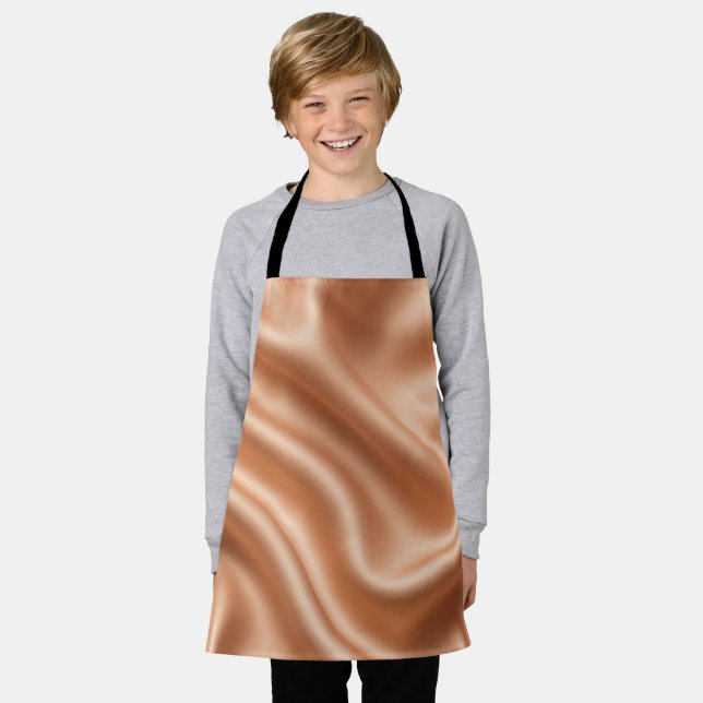 Rose Gold Satin Silk Abstract Luxury Pattern Apron (Worn)