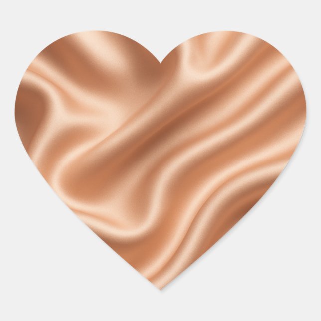 Rose Gold Satin Silk Abstract Luxury Pattern Heart Sticker (Front)