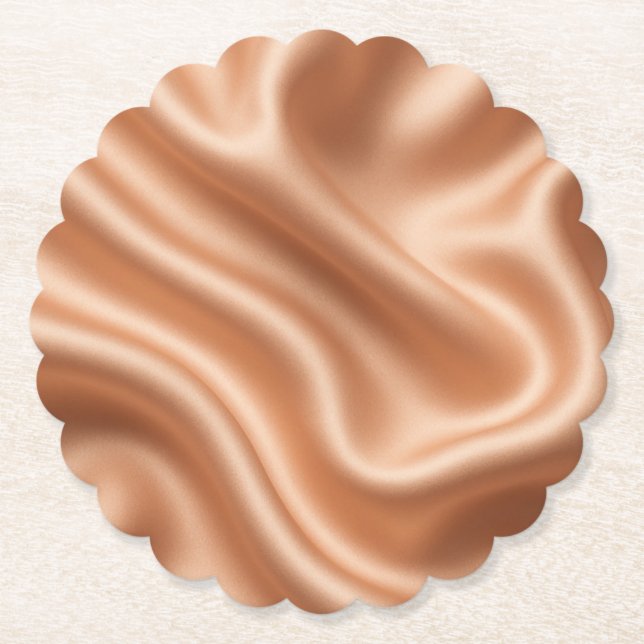 Rose Gold Satin Silk Abstract Luxury Pattern Paper Coaster (Front)