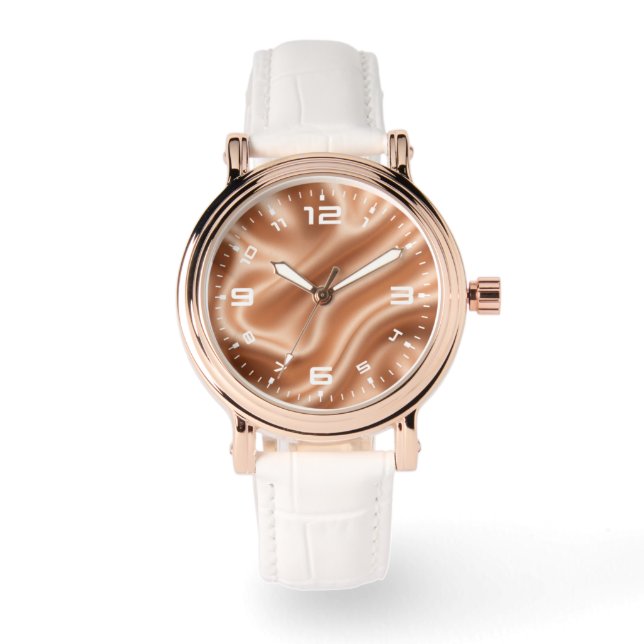 Rose Gold Satin Silk Abstract Luxury Pattern Watch (Front)
