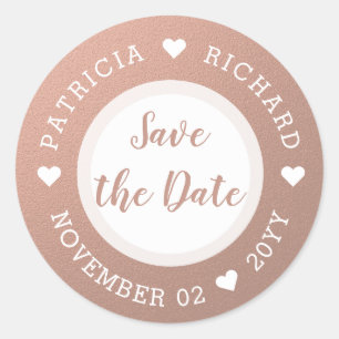 Rose Gold Save The Date Classic Round Sticker