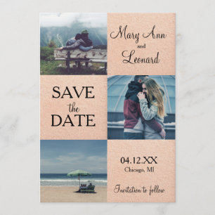 Rose gold Save the date photo card