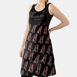 Rose gold scissors and comb black apron
