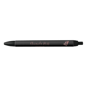 Rose gold scissors and comb black ink pen