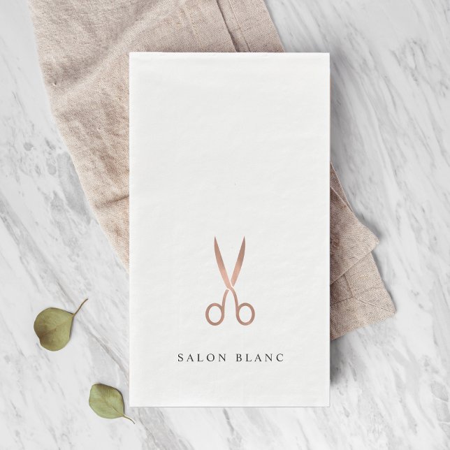 Rose Gold Scissors | Custom Hair Salon Name Napkin (Creator Uploaded)
