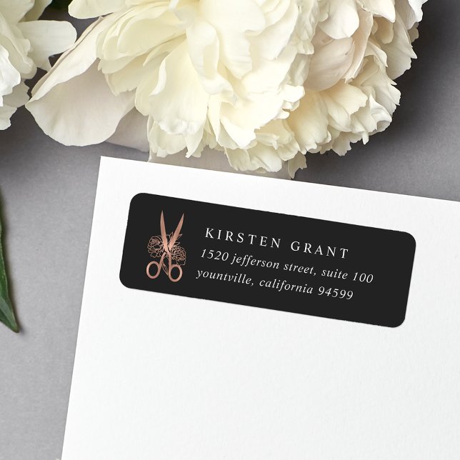 Rose Gold Scissors Logo Return Address Label (Creator Uploaded)