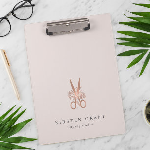 Rose Gold Scissors Salon Logo Clipboard