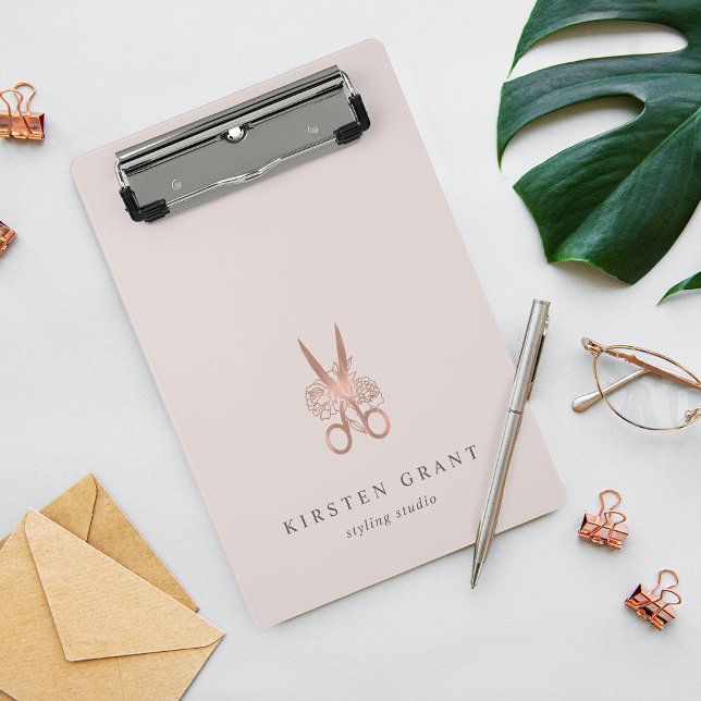 Rose Gold Scissors Salon Logo Mini Clipboard (Creator Uploaded)