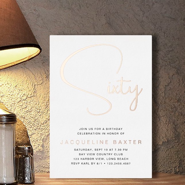 Rose Gold Script 60th Birthday Party (Creator Uploaded)