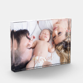 Rose Gold Script Blessed Photo Block
