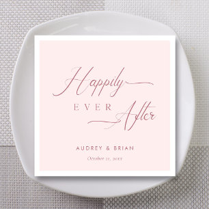 Rose Gold Script Blush Happily Ever After Napkin
