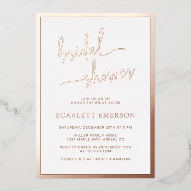 Rose Gold Script Bridal Shower (Front)