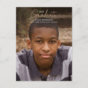 Rose Gold Script Graduate Casual Photo Graduation Postcard