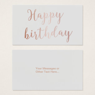 Rose Gold Script "Happy Birthday" Classy Grey