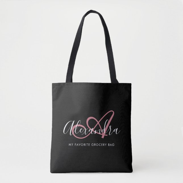 Rose Gold Script Monogram Honeymoon Tote Bag (Front)