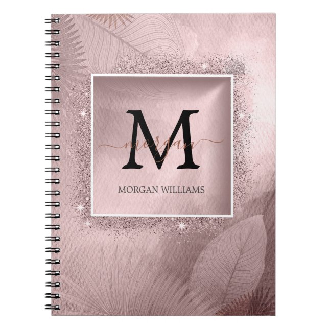 Rose Gold Script Monogram  Notebook (Front)