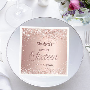 Rose gold script Sweet 16 Napkin