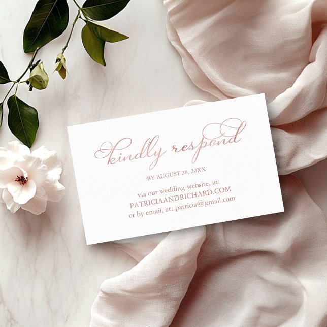 Rose Gold Script Wedding Online RSVP Insert Card (Creator Uploaded)