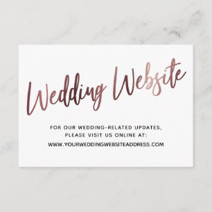 Rose Gold Script Wedding Website Save the Date Enclosure Card