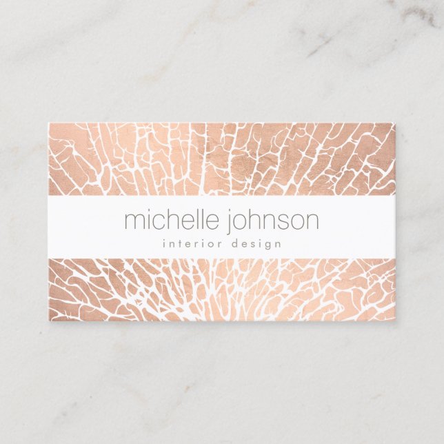 Rose Gold Sea Fan Coral Pattern Business Card (Front)