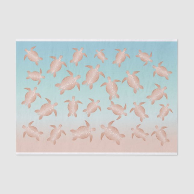 Rose Gold  Sea Turtles Beach Style Tissue Paper (Front)