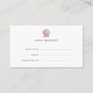 Rose Gold Seashell coastal wedding song request Enclosure Card