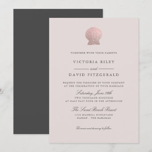 Rose Gold Seashell Elegant Ocean Beach wedding Invitation
