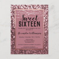 Rose Gold Sequin/Glitter Sweet 16 Birthday Party