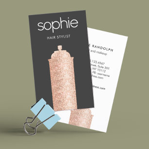 Rose Gold Sequin Hairstylist Black Beauty Salon Business Card