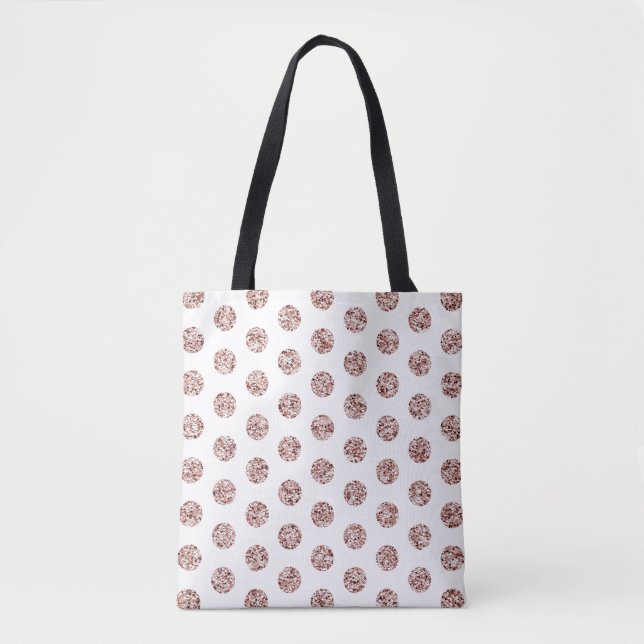 Rose Gold Sequin Random Dot Pattern Glitter Art Tote Bag (Front)